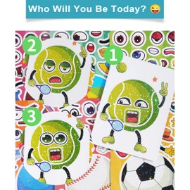 Dvobez 8 Sheets Holographic Make a Face Stickers for Kids, Make Your Own Stickers for Kids Crafts Party Favors Goodie Bags Stuffers Birthday Supplies - Sports Balls