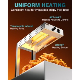 Wantjoin French Fry Warmer - 5L Fries Heat Lamp Commercial Food Warmer for Chips, Buffet, Churros, Restaurant and Catering Free-Standing