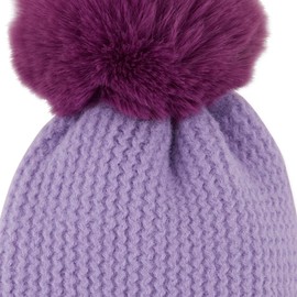Tickled Pink Women's Plush Knit Pom Beanie, Purple, One Size