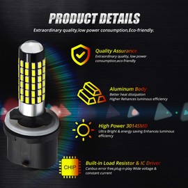 YEERON AC9-36V 880 890 885 LED Fog Light Bulbs Super Bright 1500 Lumens 78-SMD 3014 Chips Lens Replace for DRL Fog Lights.(2-Pack)