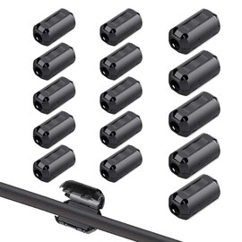 QitinDasen 15 Pieces Black Ferrite Toroidal Cable Clip Set, Ferrite Ring Core, RFI EMI Noise Reduction, EMI Interference Filter Ferrite Filter, Folding Ferrite Ferrite Core Cable Clamp (3.5 mm, 5 mm,