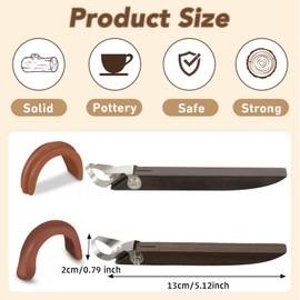 Therwen 2 Pcs Sculpture Scraper Pottery Carving Tool Pottery Cup Handle Shape Tool Clay Extruder Tool Teacup Mug Handle Clay Cutters with Wooden Handle for Ceramic Sculpture Craft (Novelty Style)