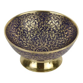 Bitto Indore Brass Incense Bowl Assorted Blue, Black or Red Height 5.5 cm Diameter 12 cm