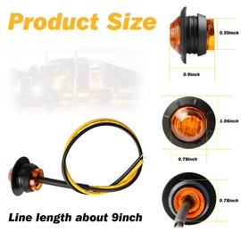 ALFU 3/4" Inch 20Pcs Amber Round LED Trailer Side Marker Clearance Lights Front Rear Top Marker Indicators Tail Light Waterproof for Truck Car Bus Van Pickup RV