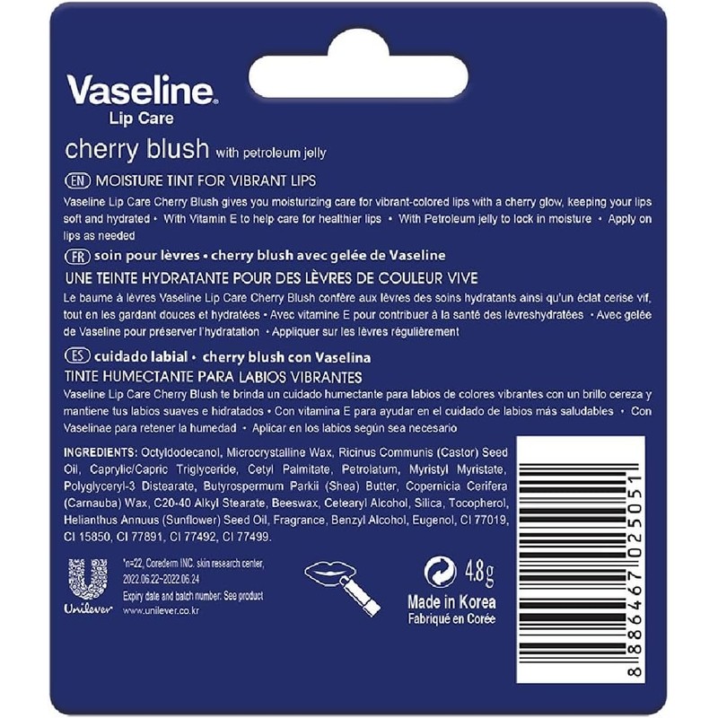 Vaseline - Bálsamo para Labios, Lip Therapy Cherry Blush Hidratación