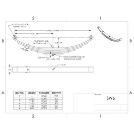 M-Parts 2 Pack SW6 - SW6-6-Leaf 24.88" X 1-3/4" Double Eye Springs for 5,300 Lbs Trailers, 2,650 Lbs Capacity Per Spring