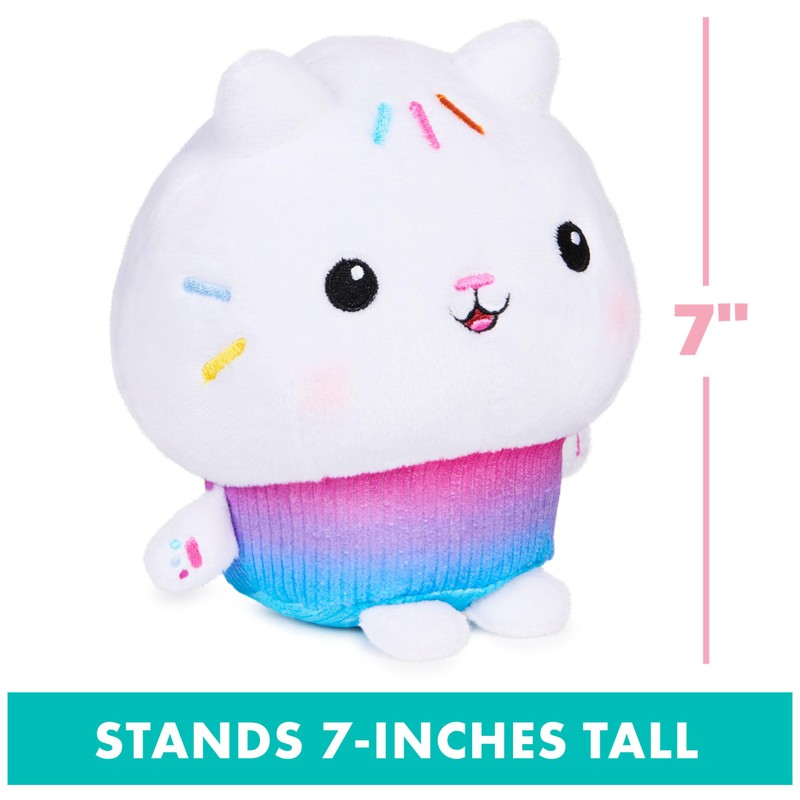 Gabby’s Dollhouse, 7-inch Cakey Cat Purr-ific Plush Toy, Kids Toys