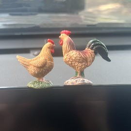 Car Rearview Mirror Accessories, Rooster and Hen Dashboard Decor, Ornament, Interior Decoration Accessories for Car Rearview Mirror and Dashboard, Funny Ornament Gifts