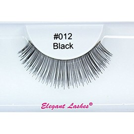 Elegant Lashes #012 Black - Professional 100% Natural Human Hair False Eyelashes (1 Pair)
