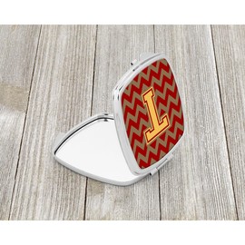 Caroline's Treasures Letter T Chevron Garnet and Gold Compact Travel Mirrors, Multicolor