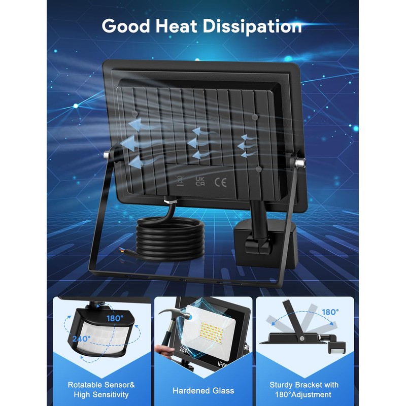 COTLEDL 25 W LED Spotlight with Motion Sensor Outdoor, 2700