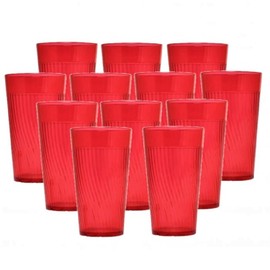 TrueCraftware- 10 oz. Belize Tumbler/Drinking Cups Red Polycarbonate Set of 12-Premium Iced Tea Glasses Stackable Reusable Drinking Glasses Dishwasher Safe Break-Resistant for Home Restaurants