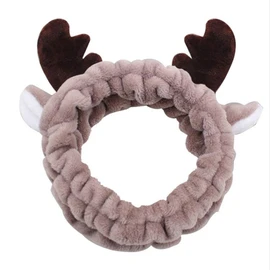 Elk Women's Spa Facial Makeup Headband - Bear Face Mask for Birthdays, Valentines, Christmas - Fleece Headwear for Women & Girls - Coffee