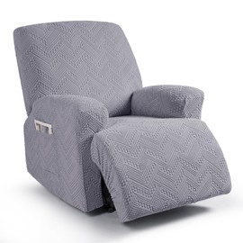 Ruaozz Recliner Sofa Covers Recliner Chair Covers Couch Covers for Reclining Couches with Pockets Washable Furniture Protector with Elastic Bottom (1 Seater-X Large, Light Grey)