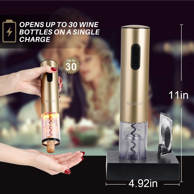 Secura Electric Wine Opener, Automatic Bottle Corkscrew Opener with Foil