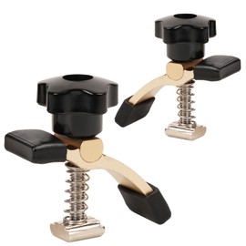 Pack of 2 T-groove hold-down holder, electroplating treatment + rubber protective cover, can press 45 mm thick, suitable for wood and metal processing (yellow + black)