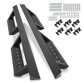 [Pair] 2.75 Inch Black Steel Drop Side Steps Nerf Bars Running Boards Compatible with 09-24 Dodge Ram 1500-3500 Crew Cab