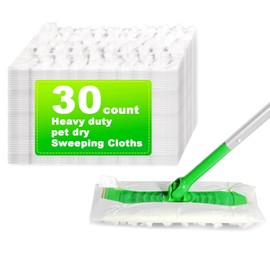Heavy Duty Dry Sweeping Cloths Pads for Swiffer Sweeper Mop, Disposable Microfiber Duster Mop Pads Refills for Cleaning Hardwood Floor Dust and Pet Hair, 30 Count