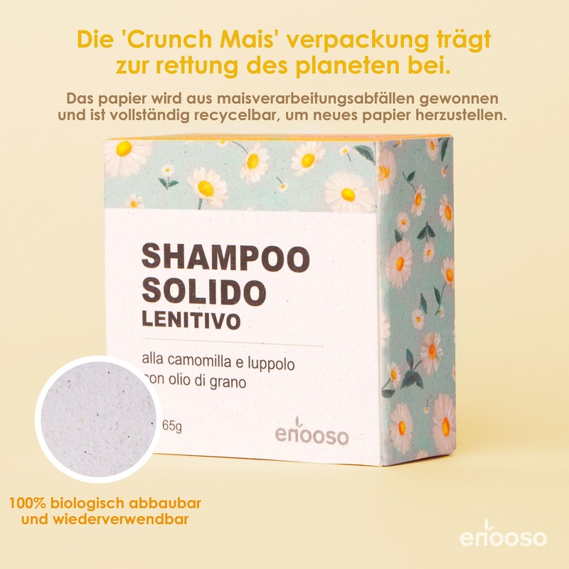 Solid Organic Shampoo Soothing and Luminous with Chamomile, Marigold and