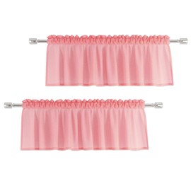EURZAAR 2 Pieces Valances Coral Sheer Valences 18 inch Curtains Living Room Window Curtain Bedroom Kitchen Small Short Mini Curtain Panels Topper Rod Pocket 52"x18"