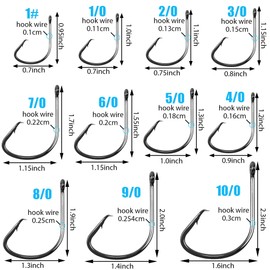 Circle Hooks for Catfish,50pcs/Box Saltwater Fishing Hooks High Carbon Steel Offset Inline Hooks Fishing Tackle for Bass Trout Freshwater 10/0