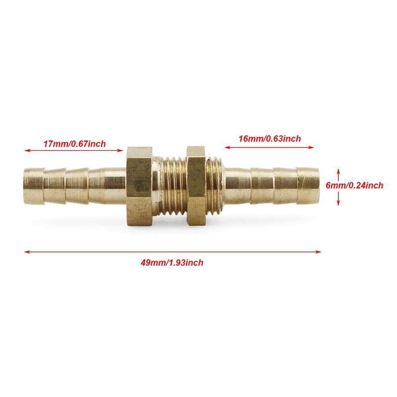 RLECS Hex Bulkhead Straight Fitting 2PCS Hose Barb Bulkhead Hex