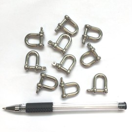 JY-Marine Stainless Steel Mini D Shackle, 4mm, Silver Color,for Paracord Jewelry, Marine Tackle-10 Pieces