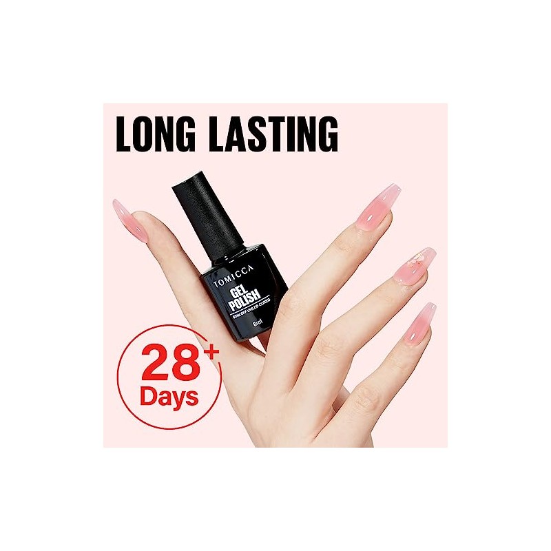 TOMICCA UV Nagellack Rose, 8ml Gel Nagellack, UV LED Soak