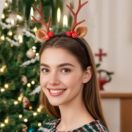 Crazy Night Antlers Headband - Deer Costume for Women - Deer Antlers Headband with Deer Ears - Perfect for Christmas & Festive Events