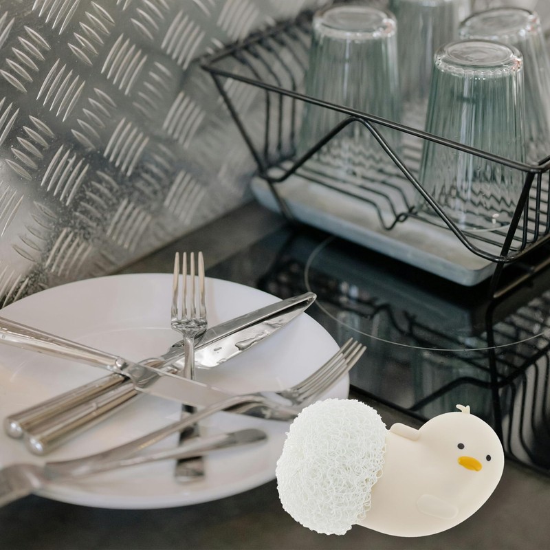 CAPASTEC Duck Shape Dish Brush with Handle, Cartoon Kitchen Brushes