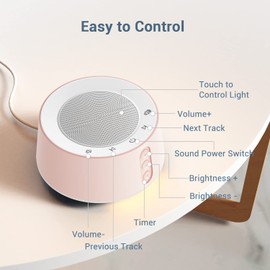 BGOVERSS White Noise Machine with 14 Soothing Sounds and 10 Levels Night Light for Sleeping, 5 Timers and Memory Feature - Plug in Sound Machine for Nursery, Baby, Kids, Adults, Pink