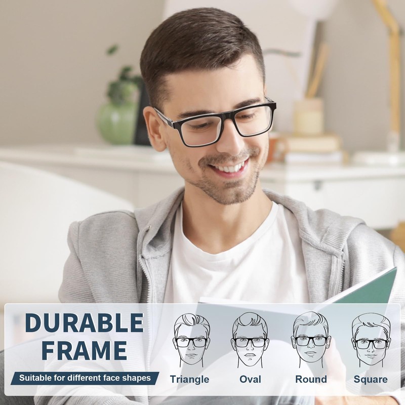Missfive Premium Reading Glasses for Men, 4 Pack Unbreakable Blue