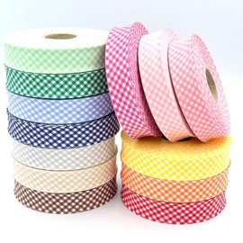 Craft Cult 25mm Wide Gingham Printed Pattern Bias Binding Tape - 25 Metre Roll (55 - Emerald Green)