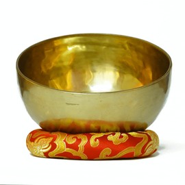 Sanskar Nepal - Tibetan Singing Bowl, Handcrafted Singing Bowl for Meditation, Prayer & Holistic Healing, Yoga Accessories, 7” Sound Bowl with Wooden Striker, Artisanal Pouch & Cushion