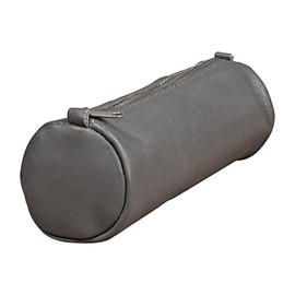 Clairefontaine Age Bag 77033C Pencil Case Leather 22 x 8 cm Round Large with Metal Clasp Grey