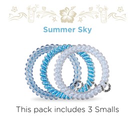 TELETIES - Small Spiral Hair Coils - For Thin-Medium Hair - Ponytail Holder for Women - Phone Cord Hair Ties - Strong Grip, No Rip, Water Resistant, No Crease - 3 pack - Summer Sky