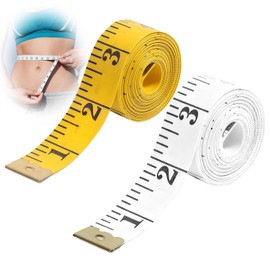 2Pzs Cinta Métrica Corporal Lateral, 3m regla de medición de doble escala con Refuerzos Metálicos, Cinta Métrica de Tela, Ideal para Sastres, Manualidades y Antropometría (Amarillo, Blanco)