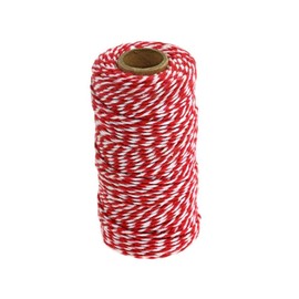 Voarge Cotton Garden String 100m Cotton String for Gift Wrapping, Colourful Cotton, Bakers Twine for Decoration, Christmas, Cooking and Cooking (Red and White)