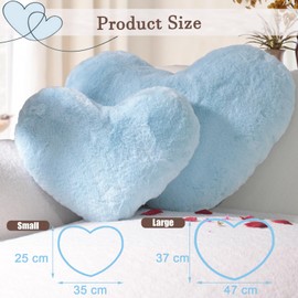 Yhoelata Heart Cushion, Ice Blue, Heart-Shaped Cushion, Cuddly Cushion, Love Decorative Cushion, Aesthetic, Plush Cushion for Living Room, Sofa, Child, Bedroom, Bed, Gift, 37 x 47 cm