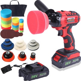 LazyWomen Cordless Buffer Polisher for Car Detailing Kit, 2 X 2.0Ah Rechargeable Batteries, 48pcs Car Detailing Supplies, Cordless Polisher Machine Car Polishing Appliance Ceramic Scratch Repairing