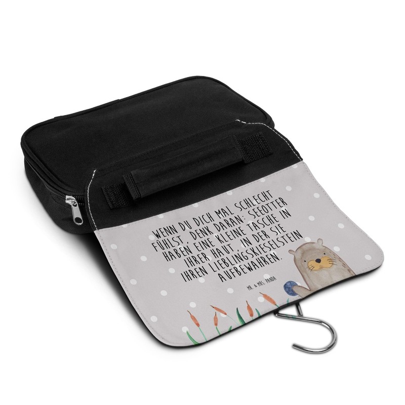 Mr. & Mrs. Panda Otter Wash Bag with Stone, gray,