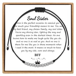 JoycuFF Friend Gift BFF Inspirational Morse Code To My Sister Bracelet for Women Love Bracelets for Best Friend Soul Sister Morse Code Jewelry Birthday Christmas Graduation Gifts