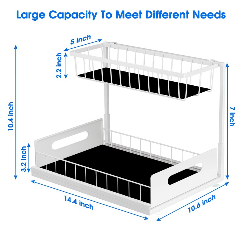 UINOFLE 2 Pack Under Sink Organizer, 2 Tier Pull-Out Cabinet