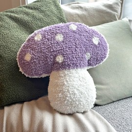 Dreamstall Mushroom Throw Pillow Tufted Mushroom Shape Decorative Cushion 15” x 15” – Mushroom Decor for Bed, Couch, Living Room (Purple)