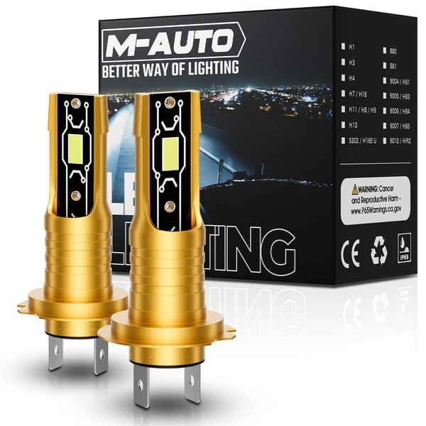 M-AUTO H7 LED Light Bulbs, 3600LM 6500K Cool White, 1:1