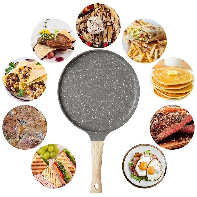 BOUFEIDA Crepe Pan, Crepe Pan 24 cm with Swiss Granite