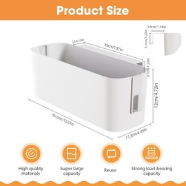 Pack of 2 Bed Organiser for Hanging, Hanging Bed Organiser Storage Basket, Bedside Table, Bed Shelf, Bed Bag Boxes with 2 Removable Hooks for Office, School, Home, Dorm, Bunk Bed (White)