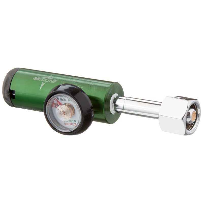 Medline Best Valued Mini Oxygen Regulator, 0-8LPM, 540 CGA Connector,