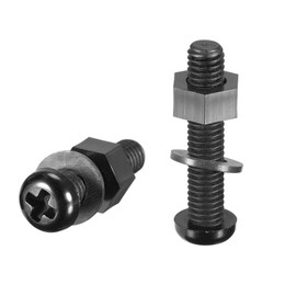 TA-VIGOR 20Pcs M5x35mm Nylon Screw Nut Washer Assortment Kit, Machine Screw Bolt, Waterproof Rustproof Insulation Bolts for Fixing Component, Industrial and Construction Fasteners, Black