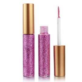 DekRion Glitter-Eyeliner,Pink-Giltter Eyeliner, Long-lasting Waterproof Eye-Glitter Makeup, Silver, Gold, Purple Green High-pigmented Colorful Eye Liner Liquid